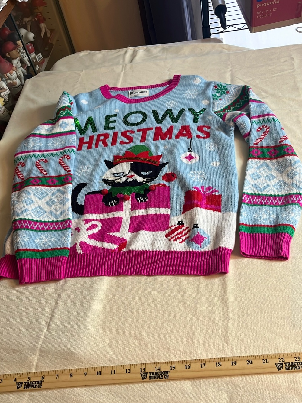 Meowy Christmas Cat Ugly Sweater women size XL